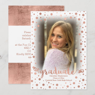 Rose Gold Confetti Foto Abschluss Einladung