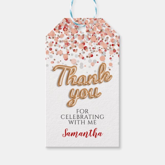 Rose Gold Confetti Gift Tags Geschenkanhänger (Vorderseite)