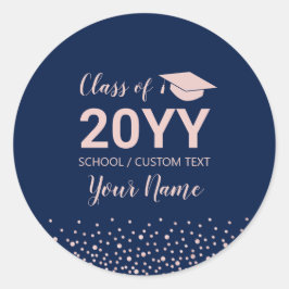 Rose Gold Confetti Graduation Party Gefallen Runder Aufkleber