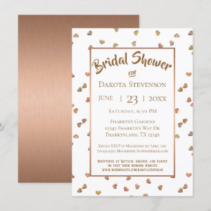 Rose Gold Confetti Herz Modernes Brautparty Einladung