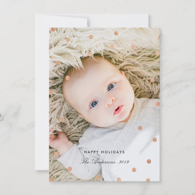 Rose Gold Confetti III Feiertagskarte (Vorderseite)