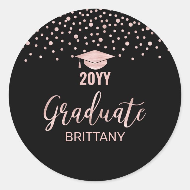 Rose Gold Confetti Klasse der Graduation Party Gef Runder Aufkleber (Vorderseite)