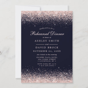 Rose Gold Confetti Navy Blau Moderne Probe Einladung