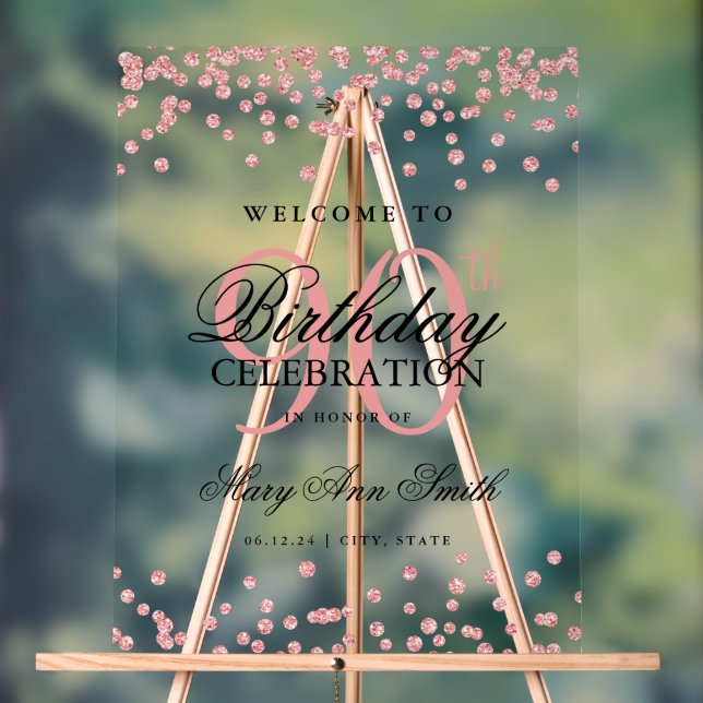 Rose Gold Confetti Parties scintillant 90e anniver (Neutre)