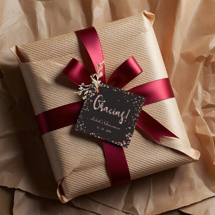 Rose gold Confetti Quinceanera Gracias elegant Geschenkanhänger