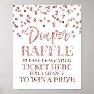 Rose Gold Confetti Windeln Raffle Baby Dusche Poster