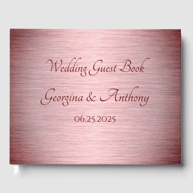 Rose Gold Copper Bourgogne Mariage Livre d'invité (Recto)