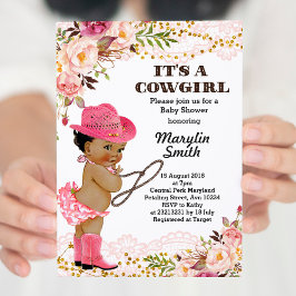 Rose Gold Cowgirl Baby Dusche Afroamerikaner Einladung