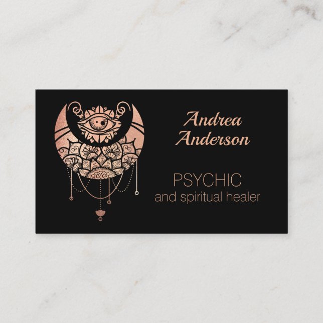 Rose Gold Crescent Moon Spirituelle Visitenkarte (Vorderseite)