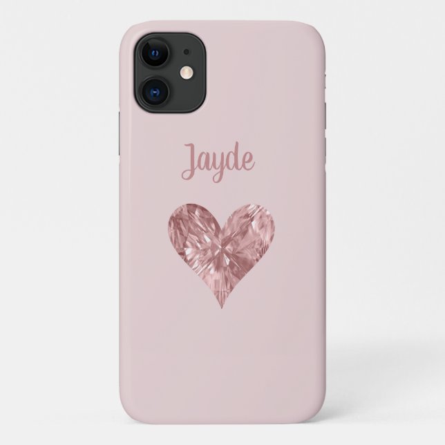 Rose Gold Crystal Heart Handy Fall Case-Mate iPhone Hülle (Rückseite)