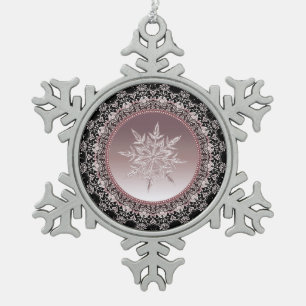Rose Gold Crystal Snowflake Zierbäume Schneeflocken Zinn-Ornament