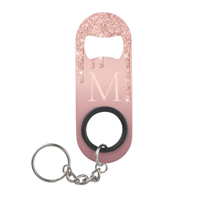 Rose Gold Custom Letter Schlüsselanhänger Flaschen Mini Flaschenöffner (Vorderseite)