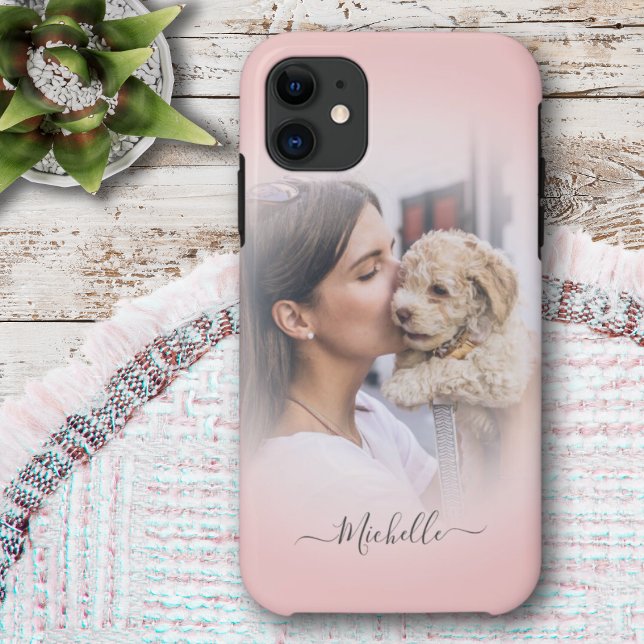 Rose Gold Custom One Photo Gradient coque iphone (Créateur téléchargé)