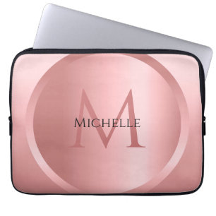 Rose Gold Custom Template Elegante Monogram Laptopschutzhülle