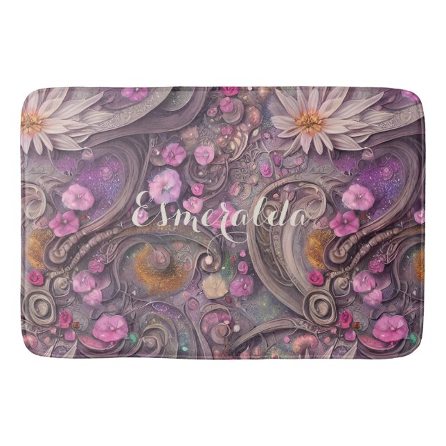 Rose Gold Daisy und Stiefmütterchen Elegantes Flor Badematte (Vorderseite)