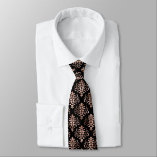 Rose Gold Damask Muster auf schwarzer formaler Kra Krawatte