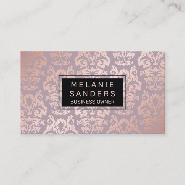 Rose Gold Damask Muster | Luxus Visitenkarte (Vorderseite)