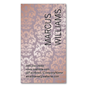 Rose Gold Damask Muster Magnetische Visitenkarte