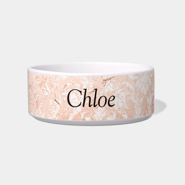 Rose Gold Damasket Pet Bowl Napf (Vorderseite)