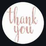 Rose Gold Danke Aufkleber, Glitzer, rund Runder Aufkleber<br><div class="desc">Alphabet-Clipart von PeDeDesigns</div>