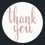 Rose Gold Danke Aufkleber, Glitzer, rund Runder Aufkleber<br><div class="desc">Alphabet-Clipart von PeDeDesigns</div>