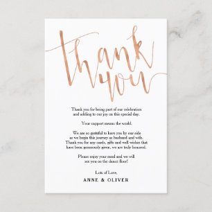 Rose Gold Danksagungskarte Hochzeit Einladung