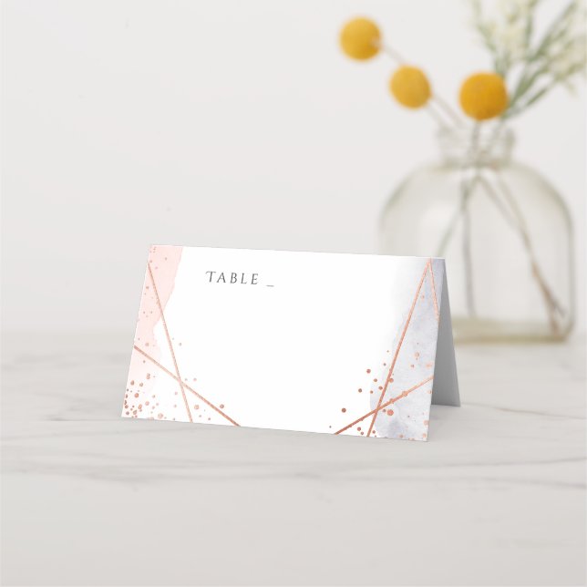 Rose Gold Dawn Wasserfarbe Geometrische Hochzeit Platzkarte (Vorderseite)