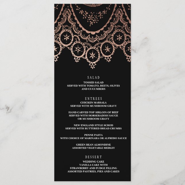Rose Gold Delicate Dentelle Mariage Menu (Devant)