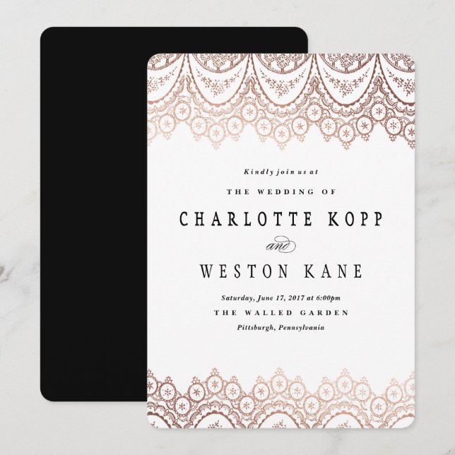 Rose Gold Delikate Hochzeit Einladung (Vorne/Hinten)