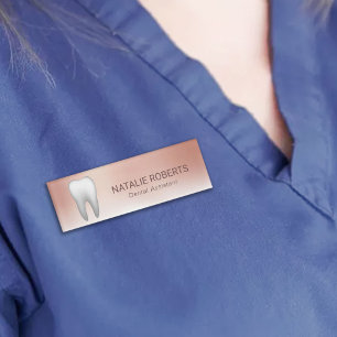 Rose Gold Dentalassistentin Zahnarzt Weiße Zähne Namenschild