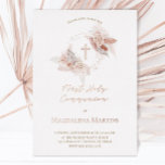 Rose Gold Details Erste Kommunboho Blume Folieneinladung<br><div class="desc">Goldfolie der realen Rose Einzelheiten Erste Einladungen der Gemeinschaft</div>