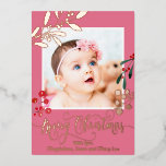 Rose Gold Details Frohe Weihnachtsneugeborene Folien Feiertagskarte<br><div class="desc">Weihnachtskarte</div>