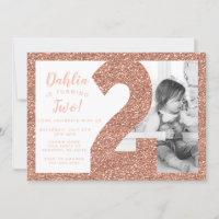 Rose Gold Deuxième Invitation d'anniversaire, Faux