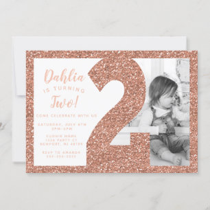 Rose Gold Deuxième Invitation d'anniversaire, Faux