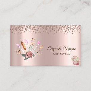 Rose Gold Diamanten,Blume,Cupcake Backwerkzeuge Visitenkarte