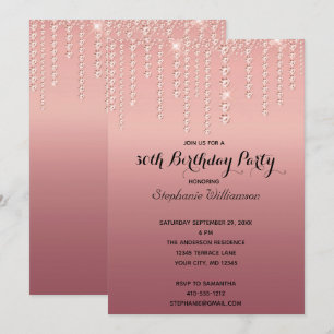 Rose Gold Diamonds Driving Trendy Birthday Einladung