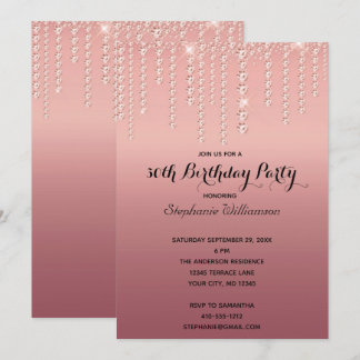 Rose Gold Diamonds Driving Trendy Birthday Einladung