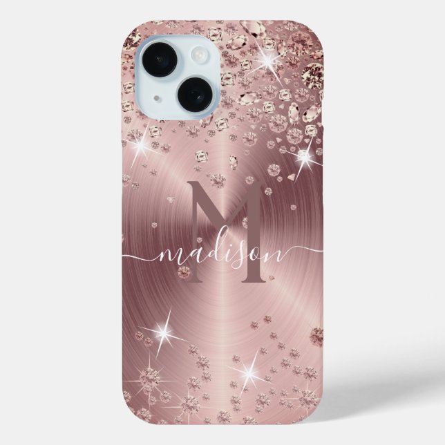 Rose Gold Diamonds - Personalisiert Case-Mate iPhone Hülle (Rückseite)
