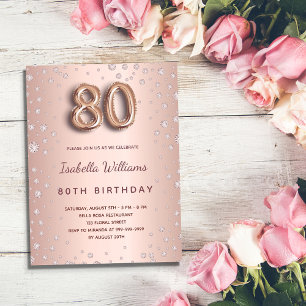 Rose Gold Diamons Ballon Drehbuch zum 80. Geburtst Postkarte