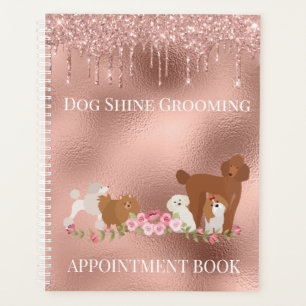 Rose Gold Dog Grooming Glitzer Pet Services Planer