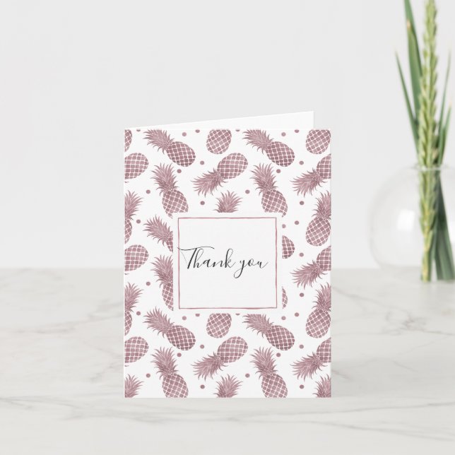 Rose Gold Dots Ananas Vielen Dank Dankeskarte (Vorderseite)