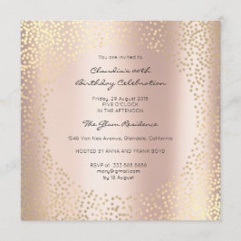 Rose Gold Dots Confetti Champaigne Geburtstag 16. Einladung