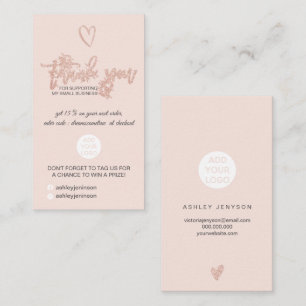 Rose Gold Drehbuch Herz-Blush Logo-Bestellung Viel Visitenkarte