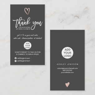 Rose Gold Drehbuch Herz graue Logo-Bestellung Viel Visitenkarte