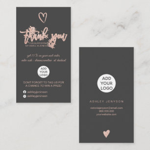 Rose Gold Drehbuch Herz graue Logo-Bestellung Viel Visitenkarte