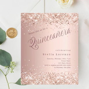 Rose Gold Drehbuch moderne Quinceanera Einladung
