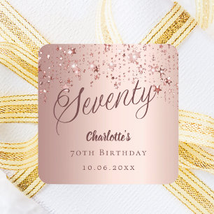 Rose Gold Drehbuch Stars 70. Geburtstag Quadratischer Aufkleber