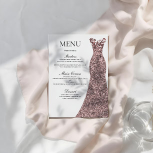 Rose Gold Dress Birthday Party Brautparty Menükarte