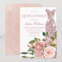 Rose Gold Dress & Blush Rosa Blume Quinceanera