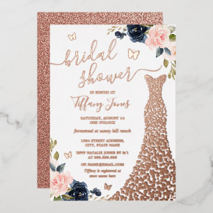 Rose Gold Dress Brautparty Folieneinladung